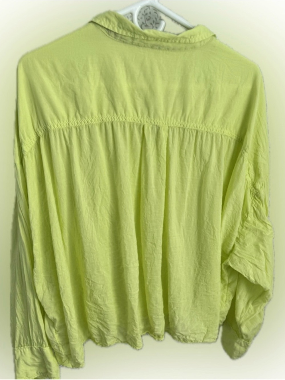 Pilcro Anthropologie Lime Green Button-Down Top 2X | Modal Cotton - Picture 2 of 5